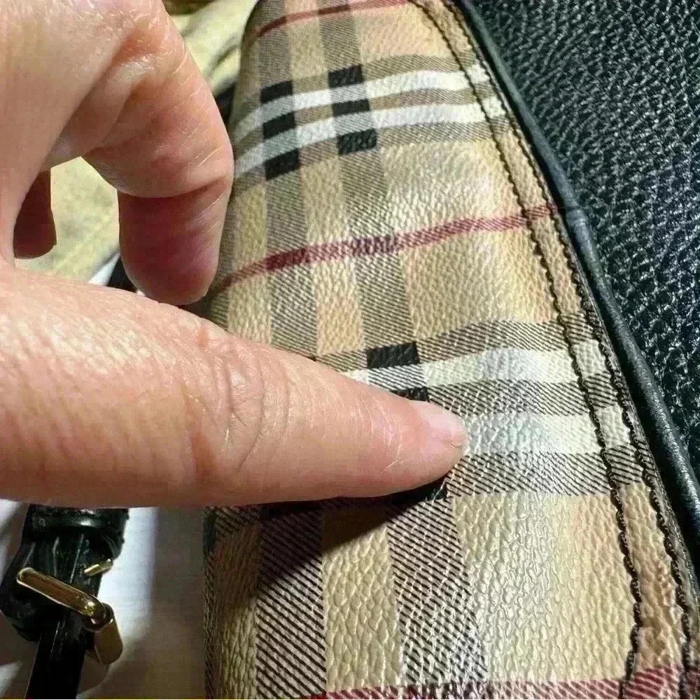 BURBERRY Haymarket Check MaydownCrossbody Bag Black - Picture 11 of 15